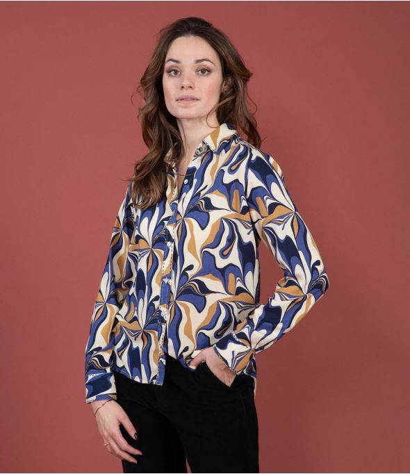 Camicia in modal FRAN SEVENTY BLU - - Storiatipic