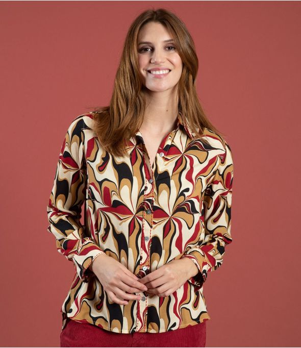 FRAN SEVENTY ROUGE Chemise en Modal - - Storiatipic