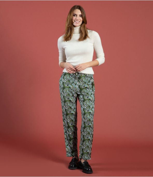 LENY LAGON VERT Pantalon en Viscose couleur Vert pour Femme Storiatipic - - Storiatipic