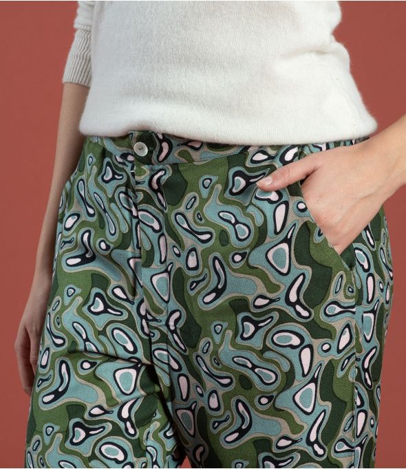 LENY LAGON VERT Pantalon en Viscose couleur Vert pour Femme Storiatipic - - Storiatipic