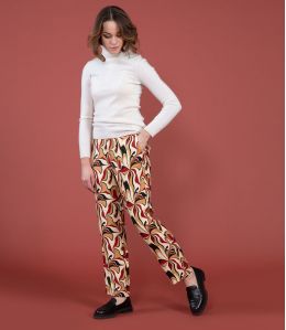 LENY SEVENTY ROUGE Pantalon en Viscose - - Storiatipic LENY SEVENTY ROUGE Pantalon en Viscose - - Storiatipic