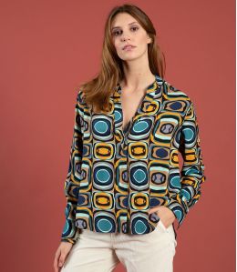 MILA HIPPIE BLEU Blouse en Modal - - Storiatipic MILA HIPPIE BLEU Blouse en Modal - - Storiatipic