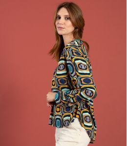 MILA HIPPIE BLEU Blouse en Modal - - Storiatipic MILA HIPPIE BLEU Blouse en Modal - - Storiatipic