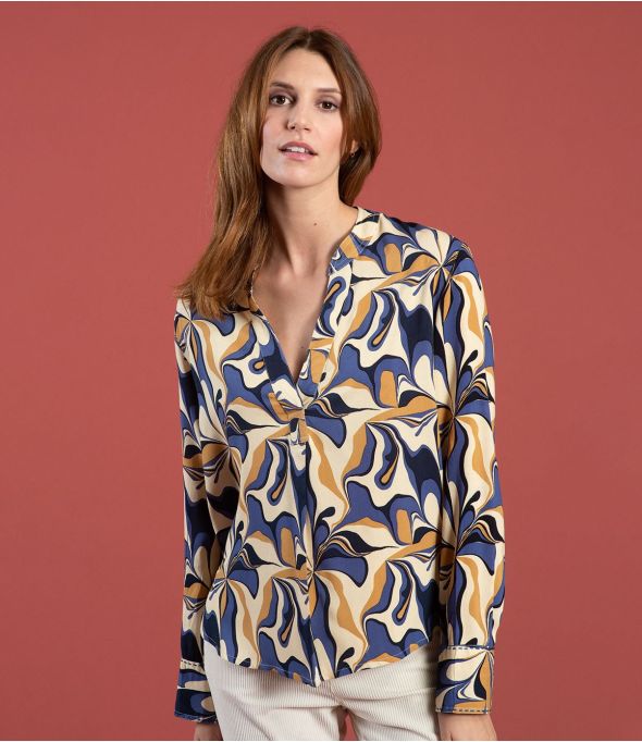 MILA SEVENTY BLEU Blouse en Modal couleur Bleu pour Femme Storiatipic - - Storiatipic