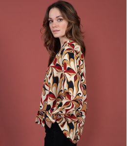 MILA SEVENTY ROUGE Blouse en Modal - - Storiatipic MILA SEVENTY ROUGE Blouse en Modal - - Storiatipic