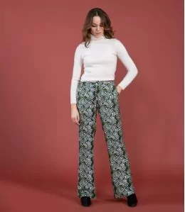 SASHA LAGON VERT Pantalon en Viscose couleur Vert pour Femme Storiatipic - 1