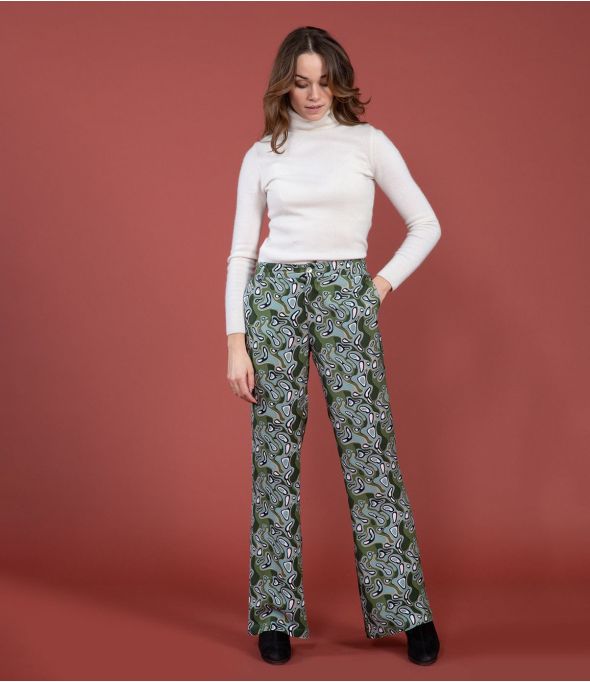 SASHA LAGON VERT Pantalon en Viscose - - Storiatipic