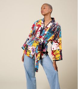 KIMONO PATCHWORK Kimono en Coton couleur Patchwork pour Femme Storiatipic - 1
