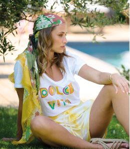 VITA DOLCE VITA BLANC T-shirt en Coton - - Storiatipic VITA DOLCE VITA BLANC T-shirt en Coton - - Storiatipic