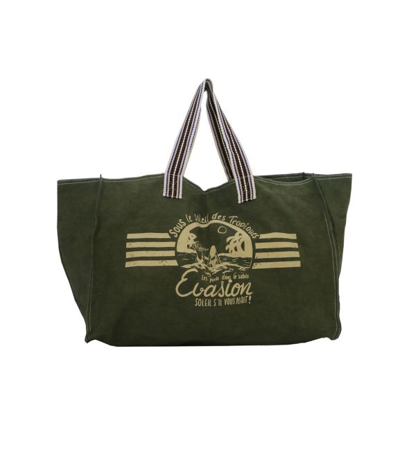 BEACH KAKI Borsa grande in cotone - - Storiatipic