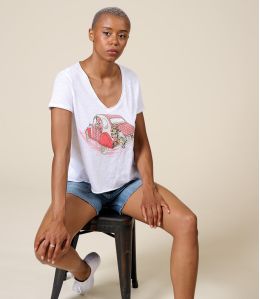 VITA DINA WIT Katoenen T-shirt - - Storiatipic VITA DINA WIT Katoenen T-shirt - - Storiatipic