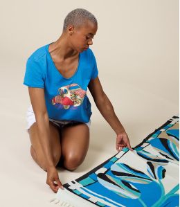VITA DINA BLEU T-shirt en Coton - - Storiatipic VITA DINA BLEU T-shirt en Coton - - Storiatipic