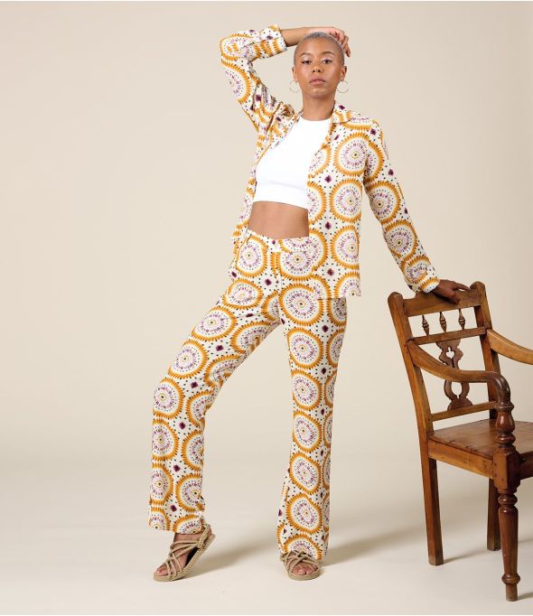 SASHA MANDALA ORANGE Pantalon en Viscose - - Storiatipic