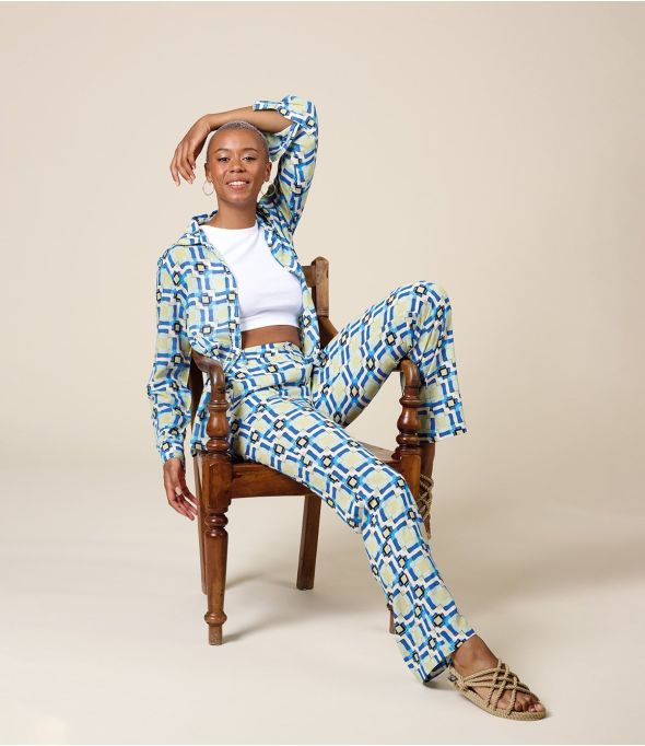 SASHA LILI BLEU Pantalon en Viscose - - Storiatipic