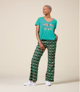 SASHA BARI VERT Pantalon en Viscose - - Storiatipic SASHA BARI VERT Pantalon en Viscose - - Storiatipic