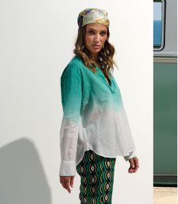 MILA TIE GREEN Blusa in cotone - - Storiatipic