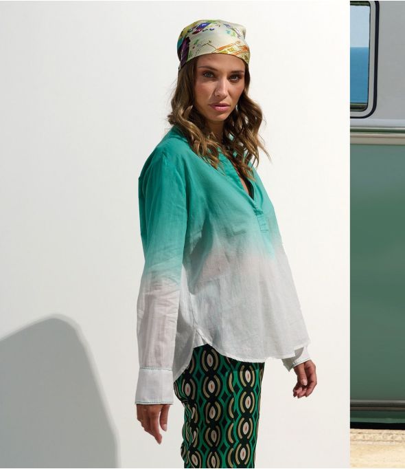 MILA TIE GREEN Bluse aus Baumwolle - - Storiatipic
