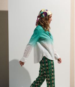 MILA TIE GREEN Blusa in cotone - - Storiatipic
