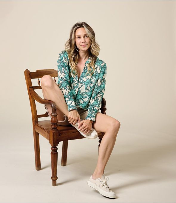 MILA PALMA GREEN Viscose Blouse - - Storiatipic