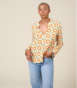 MILA LILI ORANGE Modal blouse - - Storiatipic MILA LILI ORANGE Modal blouse - - Storiatipic