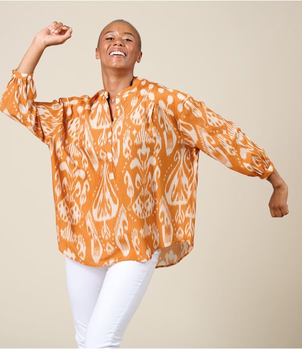 LOUNA MALAGA ARANCIONE Bemberg Blusa, Pashmina - - Storiatipic