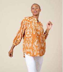 LOUNA MALAGA ORANGE Blouse in Bemberg, Pashmina - - Storiatipic LOUNA MALAGA ORANGE Blouse in Bemberg, Pashmina - - Storiatipic