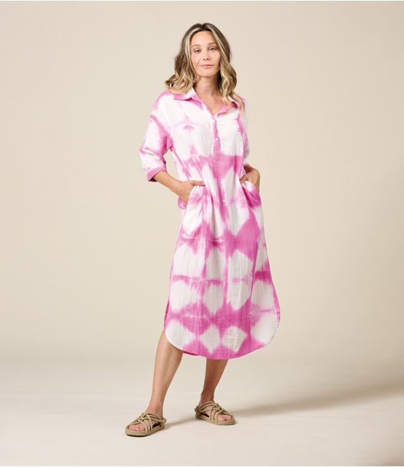 LISA IBIZA FUCHSIA Robe en Coton - - Storiatipic