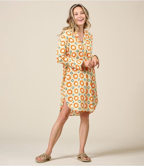 LETO LILI ORANGE Cotton dress - - Storiatipic