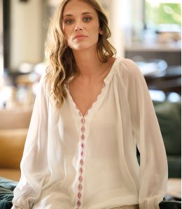 LAURA GREKO WEISS Viskose-Bluse - - Storiatipic LAURA GREKO WEISS Viskose-Bluse - - Storiatipic