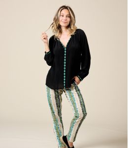 LAURA GREKO NOIR Blouse en Viscose - - Storiatipic LAURA GREKO NOIR Blouse en Viscose - - Storiatipic