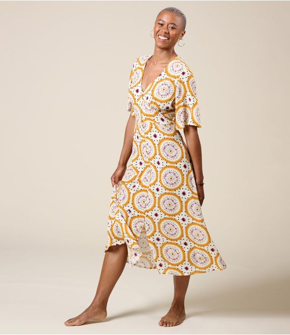 JANIE MANDALA ORANJE Viscose jurk - - Storiatipic