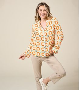 FRAN LILI ORANGE Modal shirt - - Storiatipic FRAN LILI ORANGE Modal shirt - - Storiatipic