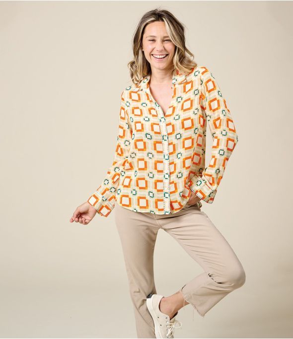 FRAN LILI ORANGE Modal shirt - - Storiatipic