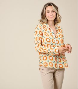 FRAN LILI ORANGE Modal shirt - - Storiatipic FRAN LILI ORANGE Modal shirt - - Storiatipic