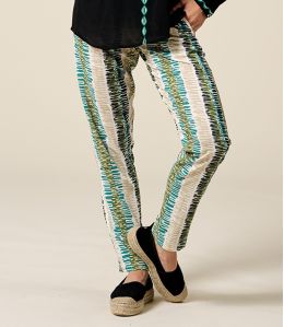 FAUVE ROMA VERT Pantalon en Viscose - - Storiatipic