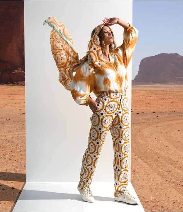 FAUVE MANDALA ORANGE Pantaloni in viscosa - - Storiatipic