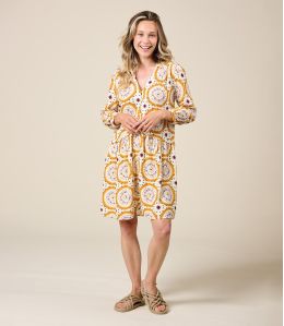 EVA MANDALA ORANGE Viscose dress - - Storiatipic EVA MANDALA ORANGE Viscose dress - - Storiatipic