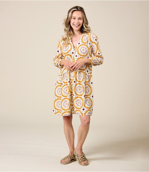 EVA MANDALA ORANGE Viscose dress - - Storiatipic