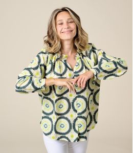 AGNES MANDALA ANTHRACITE Cotton blouse - - Storiatipic AGNES MANDALA ANTHRACITE Cotton blouse - - Storiatipic