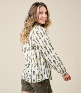 AGNES MALTE KAKI Blouse en Coton - 3