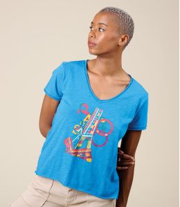 Camiseta de algodón VITA PARIS BLUE - - Storiatipic Camiseta de algodón VITA PARIS BLUE - - Storiatipic