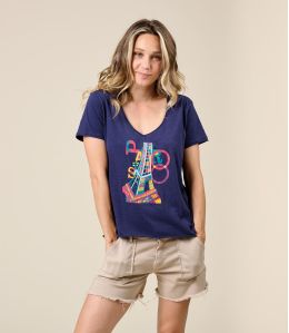 VITA PARIS NAVY Katoenen T-shirt - - Storiatipic VITA PARIS NAVY Katoenen T-shirt - - Storiatipic