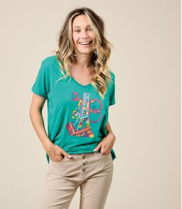 VITA PARIS GREEN Cotton T-shirt - - Storiatipic VITA PARIS GREEN Cotton T-shirt - - Storiatipic