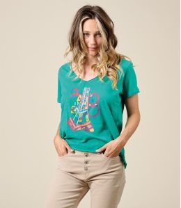 VITA PARIS GREEN Cotton T-shirt - - Storiatipic VITA PARIS GREEN Cotton T-shirt - - Storiatipic