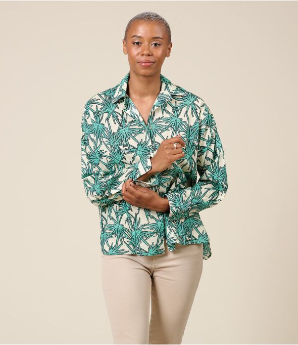 Camisa de algodón COSY PALMA GREEN - - Storiatipic