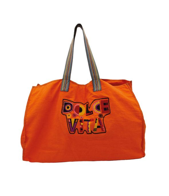 MC DOLCE ORANGE Borsa Grande in Cotone - - Storiatipic