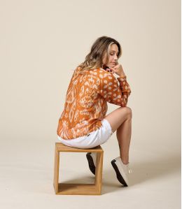 NAEL MALAGA ORANGE Bluse aus Modal, Viskose - - Storiatipic NAEL MALAGA ORANGE Bluse aus Modal, Viskose - - Storiatipic