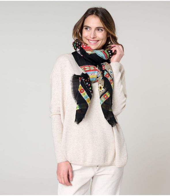 AVA Wool Embroidered Scarf for Women 100 x 200 CM - - Storiatipic