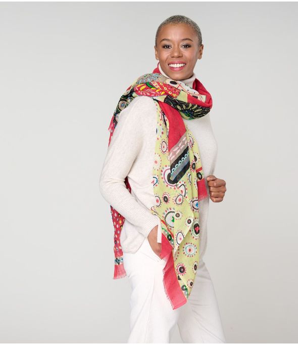 AVA Wool Embroidered Scarf for Women 100 x 200 CM - - Storiatipic