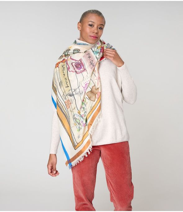 OLIVIA Foulard en Laine pour Femme 80 x 190 cm - - Storiatipic